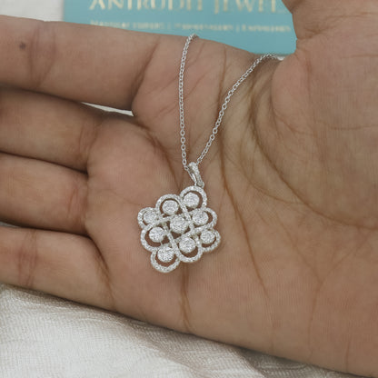 Luxury Diamond Cluster Gold Pendant for Women – Statement Designer Pendant Necklace - Anirudh Jewels