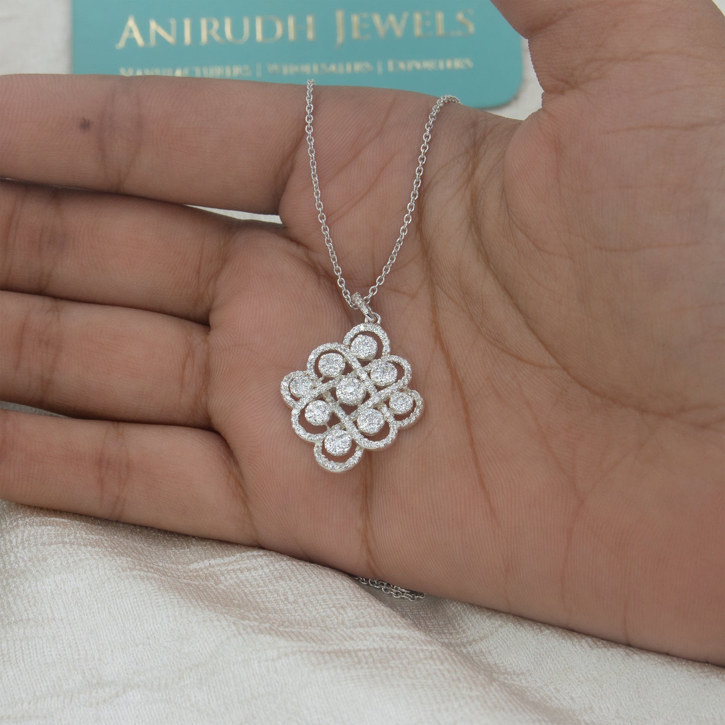 Luxury Diamond Cluster Gold Pendant for Women – Statement Designer Pendant Necklace - Anirudh Jewels