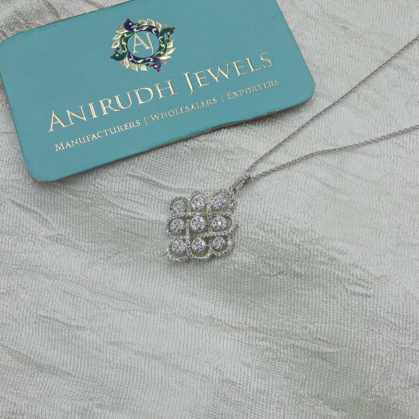 Luxury Diamond Cluster Gold Pendant for Women – Statement Designer Pendant Necklace - Anirudh Jewels