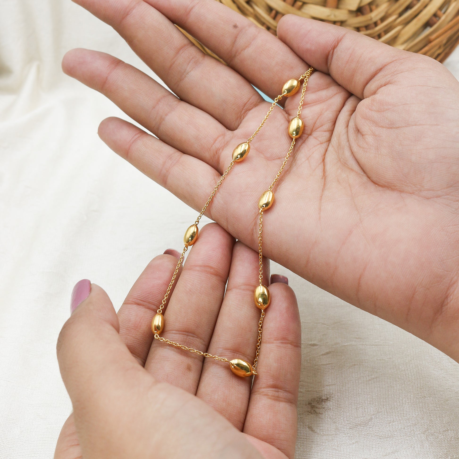 Minimal Gold Station Necklace - Anirudh Jewels