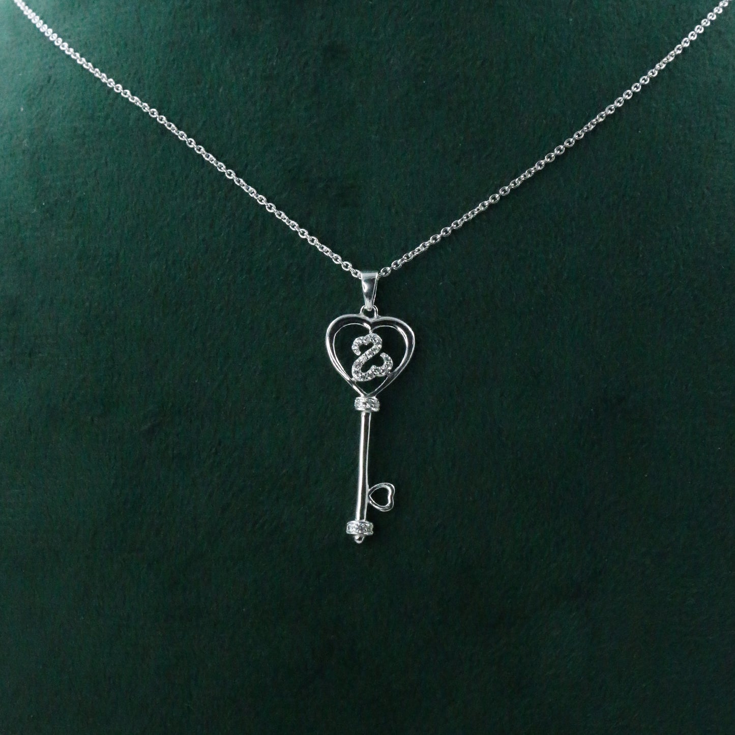 Key Heart Diamond Gold Pendant Necklace - Anirudh Jewels