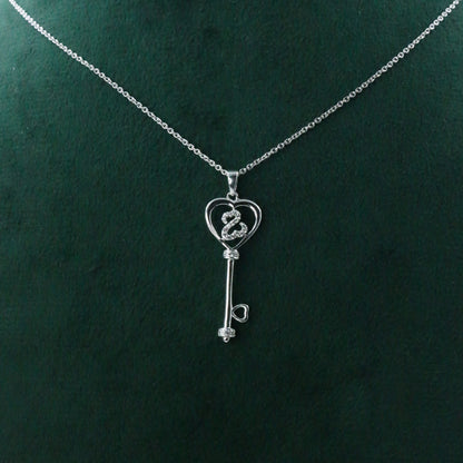 Key Heart Diamond Gold Pendant Necklace - Anirudh Jewels
