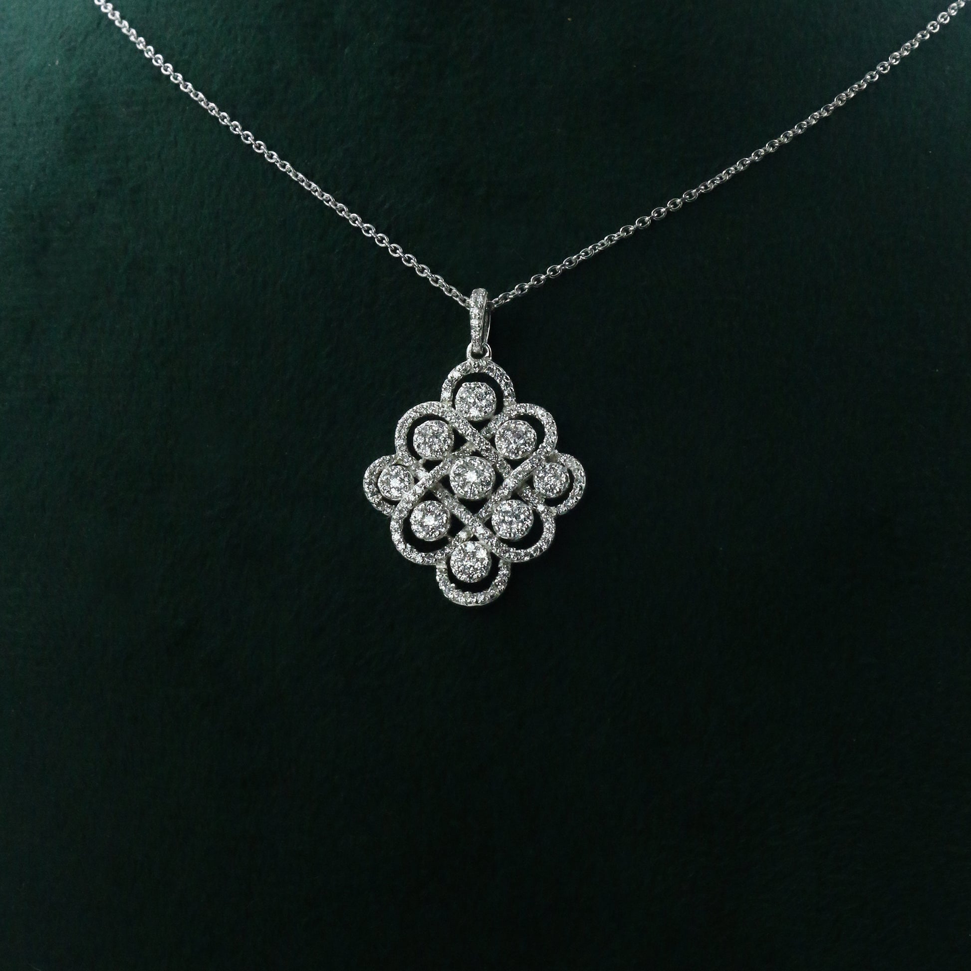 Luxury Diamond Cluster Gold Pendant for Women – Statement Designer Pendant Necklace - Anirudh Jewels
