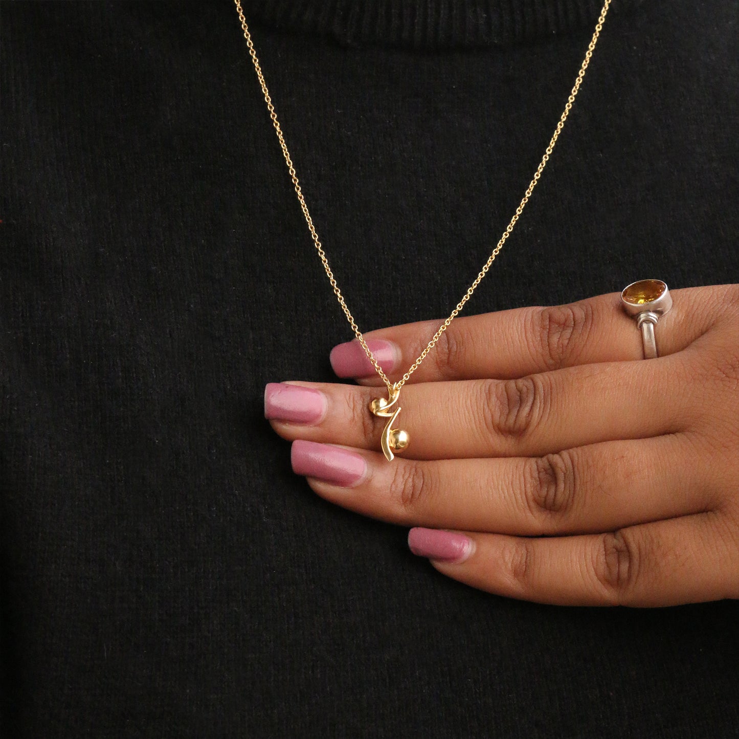 Minimal Gold Abstract Pendant Necklace - Anirudh Jewels