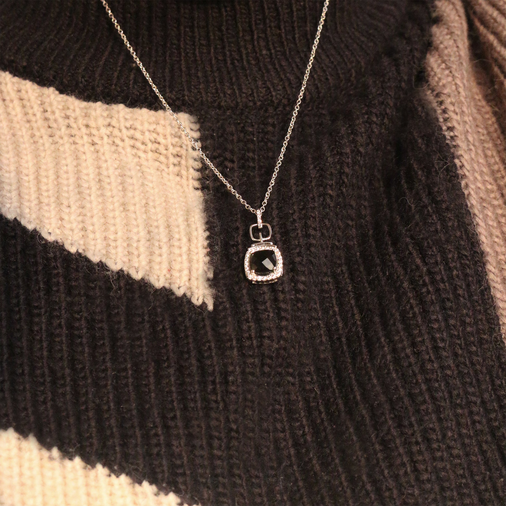 Black Onyx Diamond Gold Pendant Necklace - Anirudh Jewels