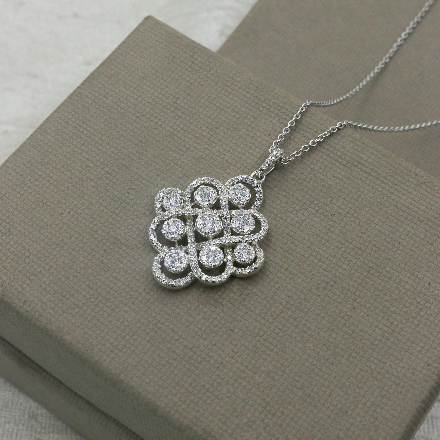 Luxury Diamond Cluster Gold Pendant for Women – Statement Designer Pendant Necklace - Anirudh Jewels