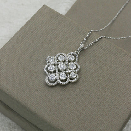 Luxury Diamond Cluster Gold Pendant for Women – Statement Designer Pendant Necklace - Anirudh Jewels