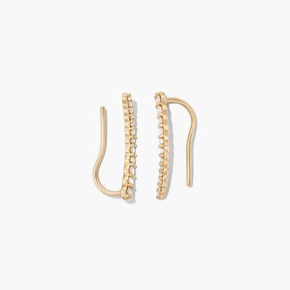 Diamond Curved Bar Earrings for Women – Minimalist Gold Ear Climber Earrings - Anirudh Jewels