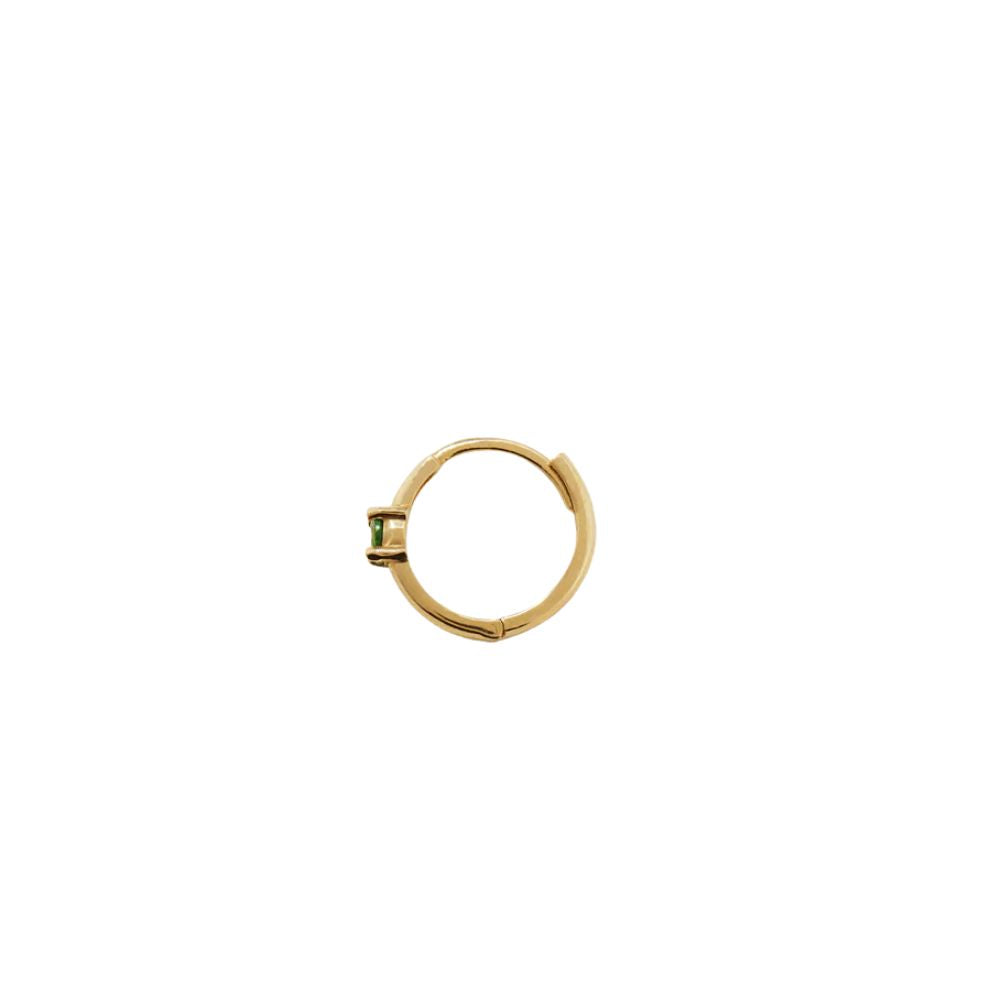 Tsavorite Gold Hoop Earring for Women – Minimalist Luxury Gemstone Hoop - Anirudh Jewels