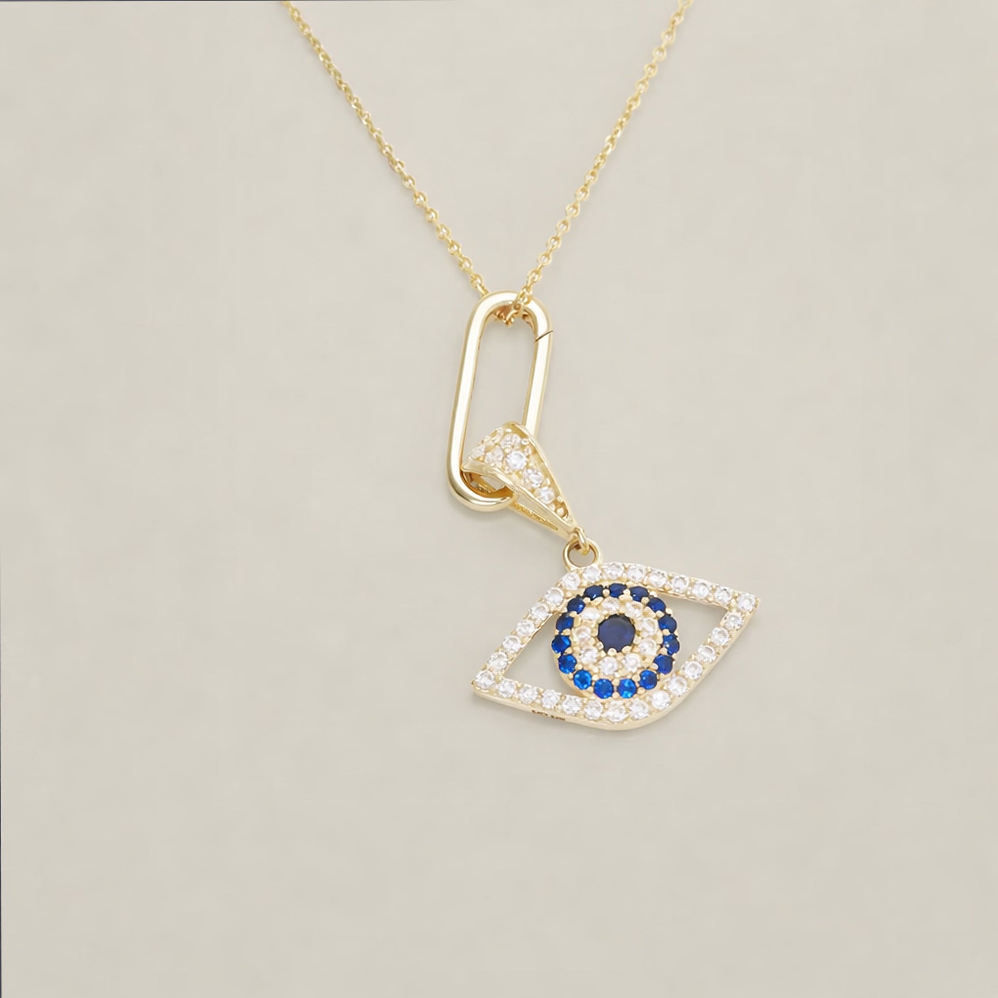 Elongated Paperclip Gold Lock Pendant – Modern Minimal Lock Charm - Anirudh Jewels