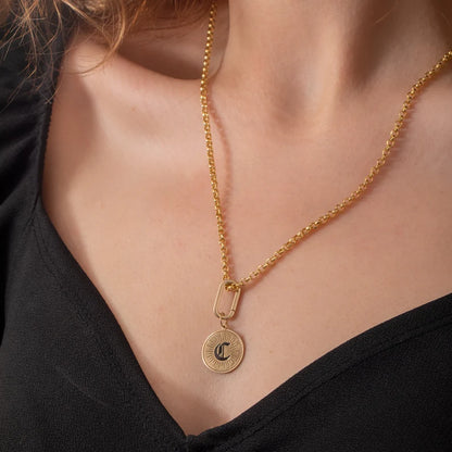 Elongated Paperclip Gold Lock Pendant – Modern Minimal Lock Charm - Anirudh Jewels