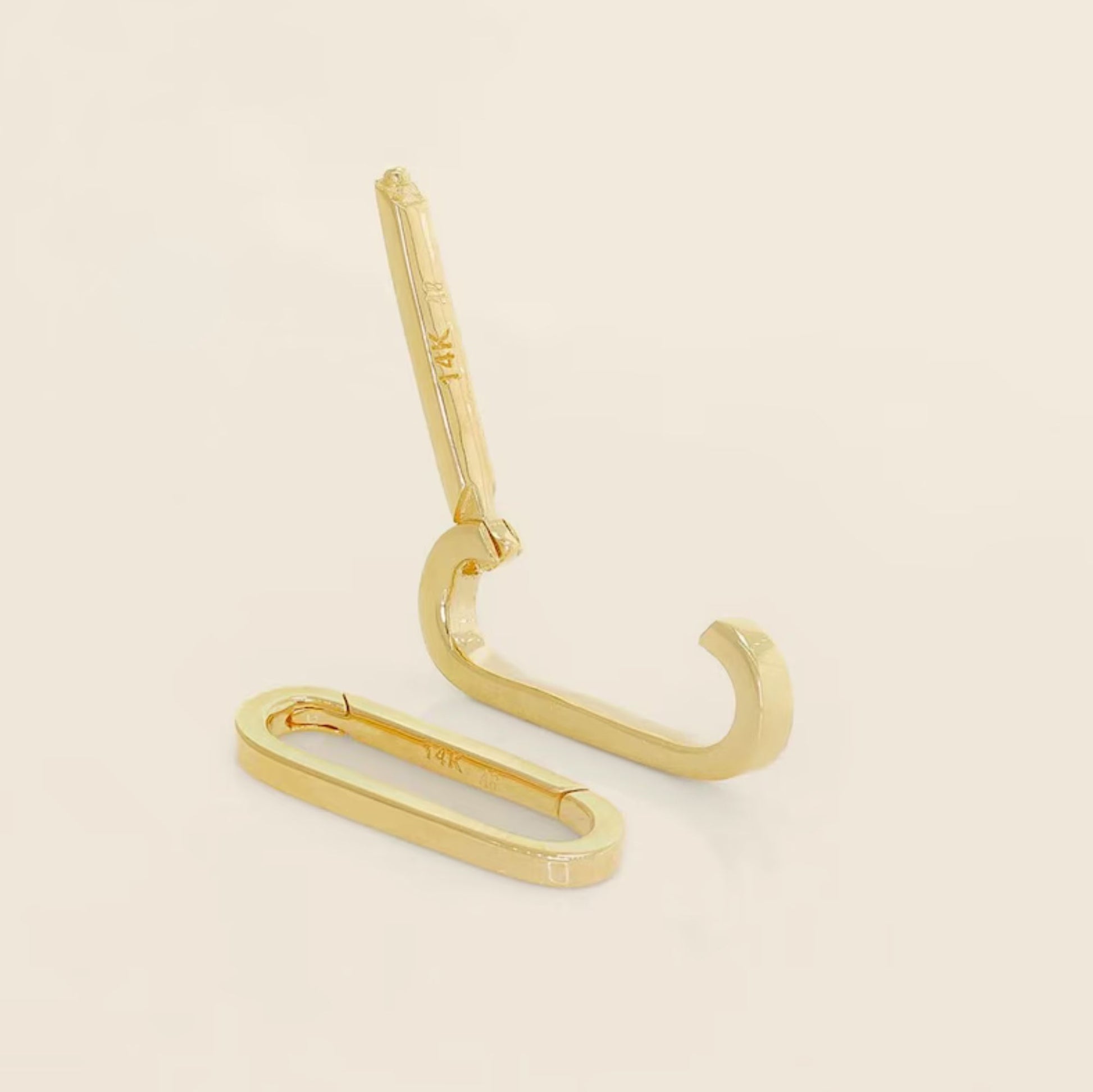 Elongated Paperclip Gold Lock Pendant – Modern Minimal Lock Charm - Anirudh Jewels