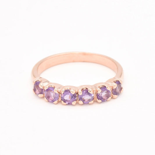 Rose Gold Amethyst Pave Eternity Band