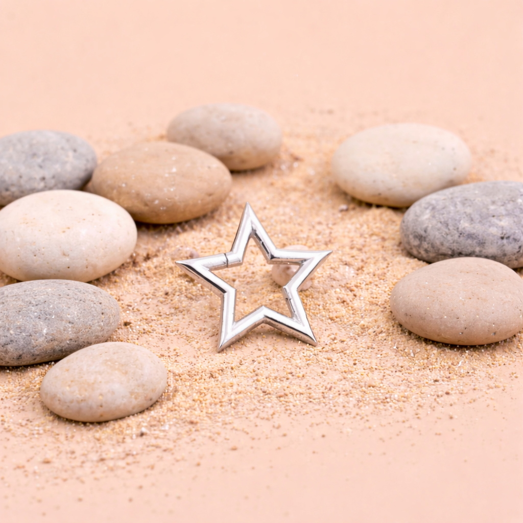 Star Shaped Gold Lock Pendant – Statement Star Charm - Anirudh Jewels