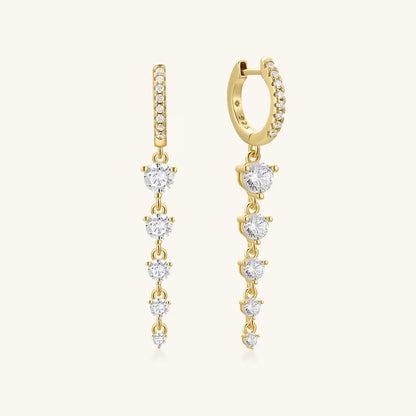 Diamond Cascade Drop Hoop Earrings for Women – Luxury CVD Diamond Gold Earrings - Anirudh Jewels
