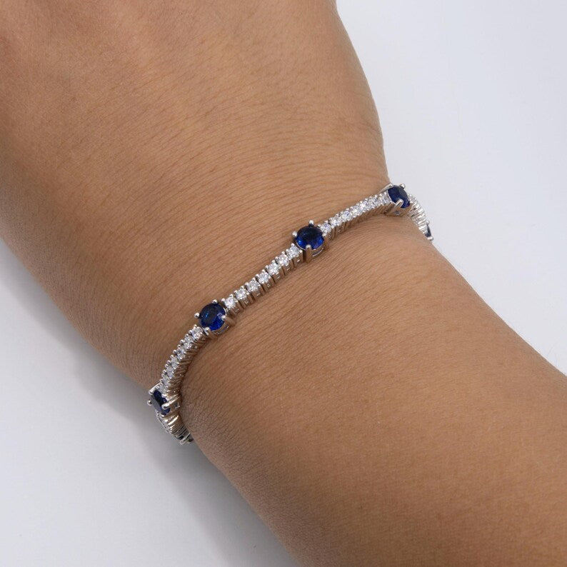 Sapphire & Diamond Grand Tennis Bracelet