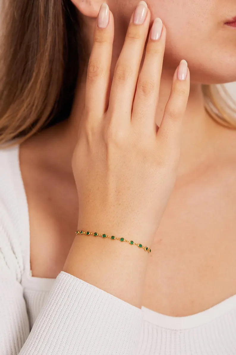 Emerald Tennis Gold Bracelet – 3.5ct Natural Emerald Fine Jewelry - Anirudh Jewels