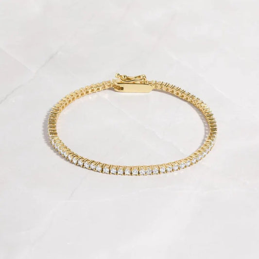 Diamond Tennis Gold Bracelet – 7 Inch CVD EF-VVS Lab Diamond - Anirudh Jewels