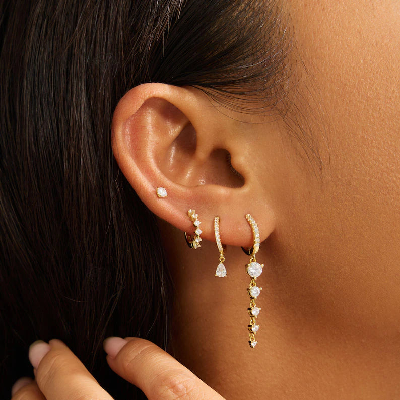 Diamond Cascade Drop Hoop Earrings for Women – Luxury CVD Diamond Gold Earrings - Anirudh Jewels