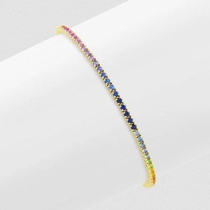 Vibrant Multi-Sapphire Rainbow Tennis Bracelet