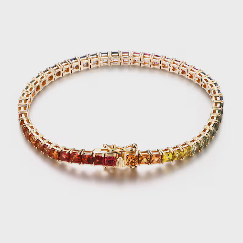 Rainbow Sapphire Luxury Tennis Bracelet