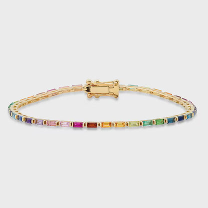 Baguette Multi-Gemstone Rainbow Bracelet