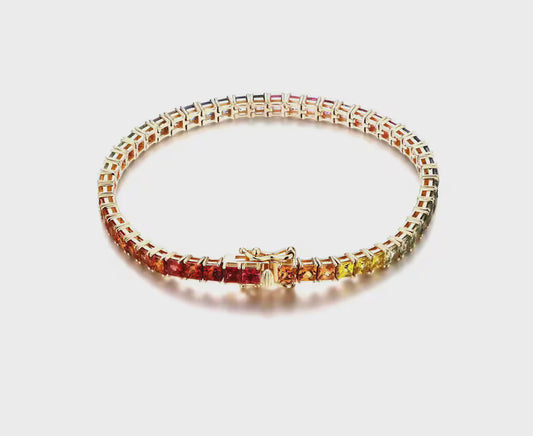Rainbow Sapphire Luxury Tennis Bracelet
