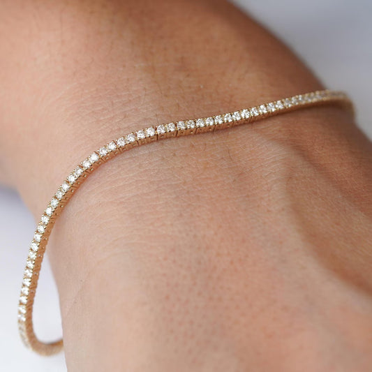 Diamond Tennis Gold Bracelet – 7 Inch CVD EF-VVS Lab Diamond - Anirudh Jewels