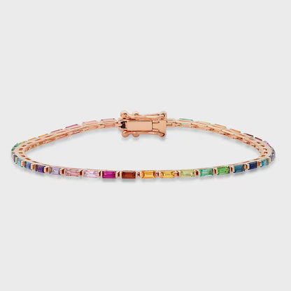 Baguette Multi-Gemstone Rainbow Bracelet