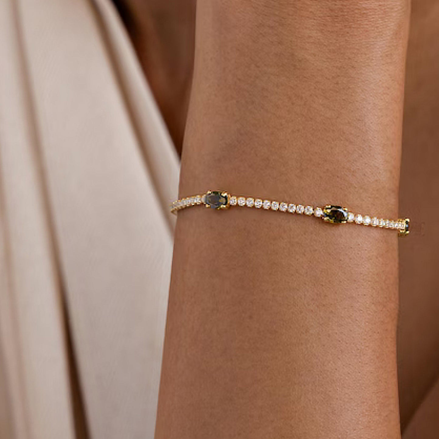 Garnet & CVD Diamond Accent Bracelet