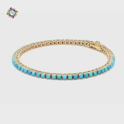 Bracelet de tennis en or et turquoise – Bijoux fins en turquoise