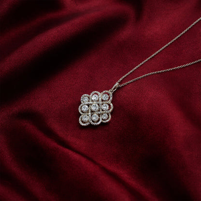 Luxury Diamond Cluster Gold Pendant for Women – Statement Designer Pendant Necklace - Anirudh Jewels