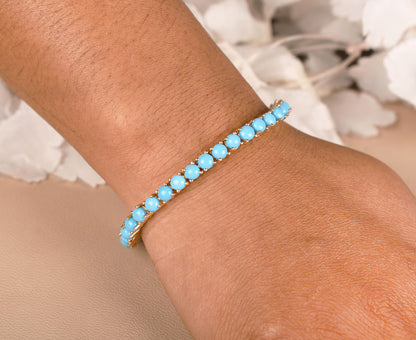 Turquoise Tennis Gold Bracelet – Turquoise Fine Jewelry - Anirudh Jewels