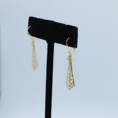 14K Gold Filigree Jali Drop Earrings