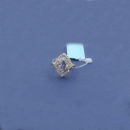 Diamond & Blue Colorstone Marquise Halo Ring